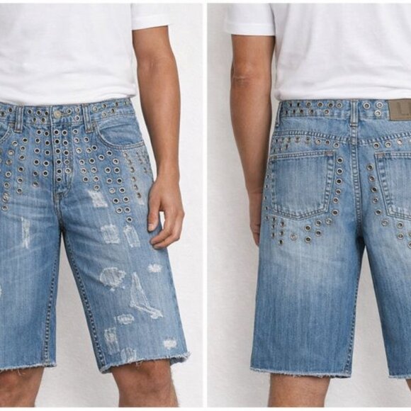 Lonely Island Other - Lonely Island Distressed Cotton Denim Blue Jean Shorts 36 waist like new